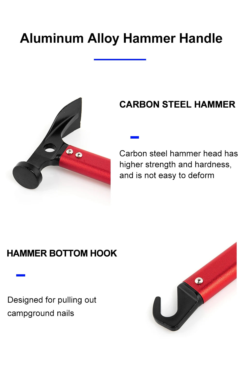 Widesea Camping Hammer Multitool Aluminium Outdoor Tent Nail Puller Stainless Steel Hiking Backpacking Supplies Portable Cone