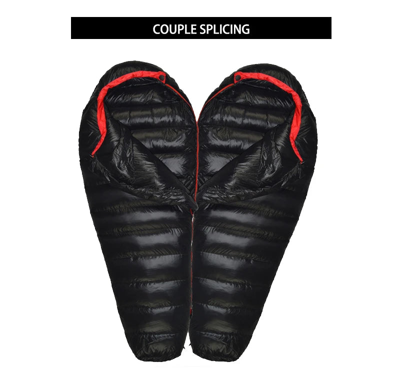 Winter Down Sleeping Bag Adult Mummy White Goose Down Warm Sleeping Bag Three Seasons Suitable For Camping Trips