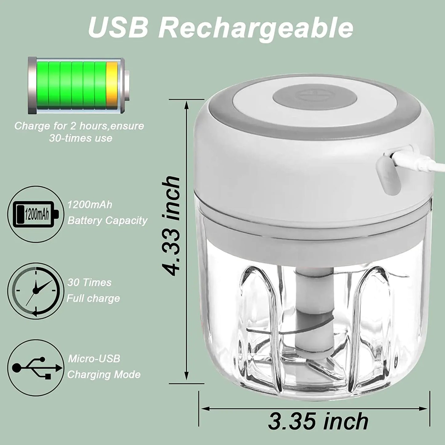 Compact Electric Mini Chopper USB Meat Grinder Masher Machine for Quick Preparation