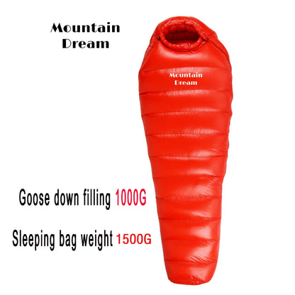 Winter Down Sleeping Bag Adult Mummy White Goose Down Warm Sleeping Bag Three Seasons Suitable For Camping Trips