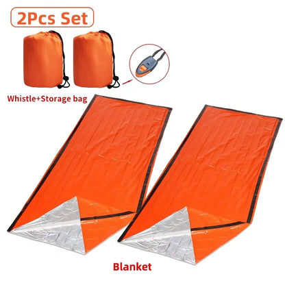 Portable Waterproof Emergency Survival Sleeping Bag Outdoor Camping Gear Thermal Sack First Aid Rescue Mylar Insulate Blanket Po