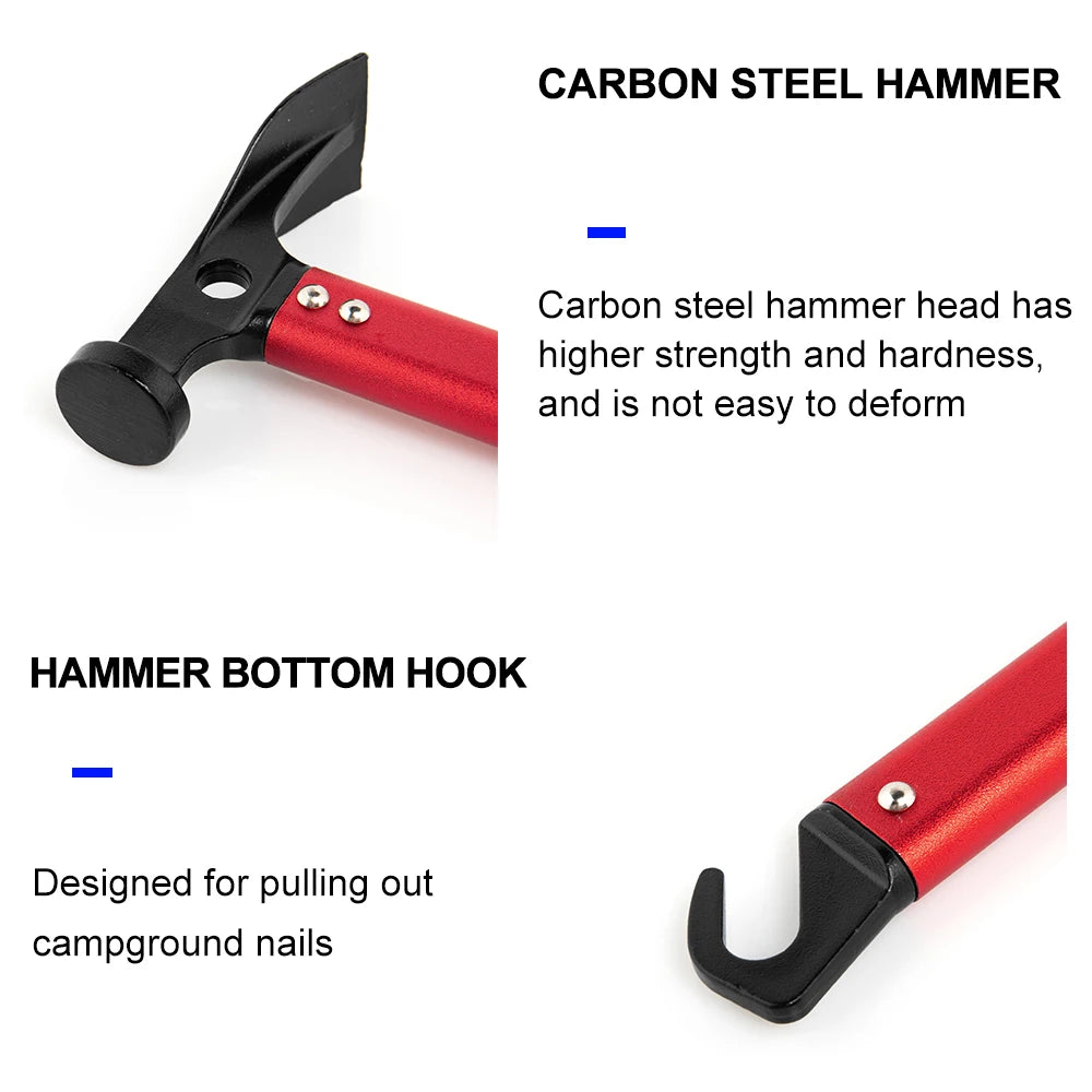 Widesea Camping Hammer Multitool Aluminium Outdoor Tent Nail Puller Stainless Steel Hiking Backpacking Supplies Portable Cone