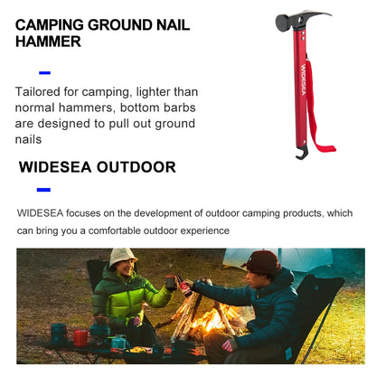 Widesea Camping Hammer Multitool Aluminium Outdoor Tent Nail Puller Stainless Steel Hiking Backpacking Supplies Portable Cone