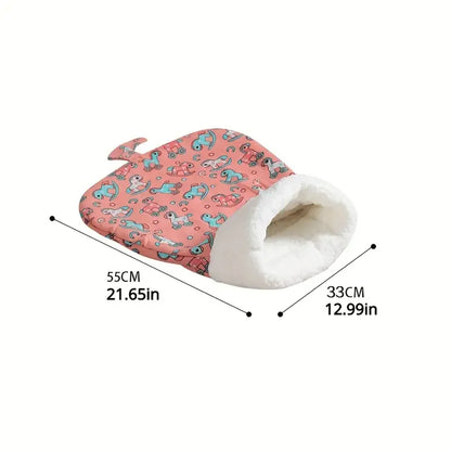 Cozy plush pet sleeping bag for cats and small dogs - warm semi-enclosed den with soft stuffing, polyester, cat tunnel