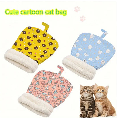 Cozy plush pet sleeping bag for cats and small dogs - warm semi-enclosed den with soft stuffing, polyester, cat tunnel