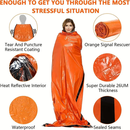 Portable Waterproof Emergency Survival Sleeping Bag Outdoor Camping Gear Thermal Sack First Aid Rescue Mylar Insulate Blanket Po
