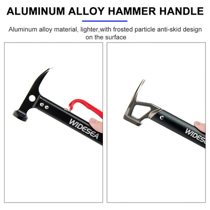 Widesea Camping Hammer Multitool Aluminium Outdoor Tent Nail Puller Stainless Steel Hiking Backpacking Supplies Portable Cone