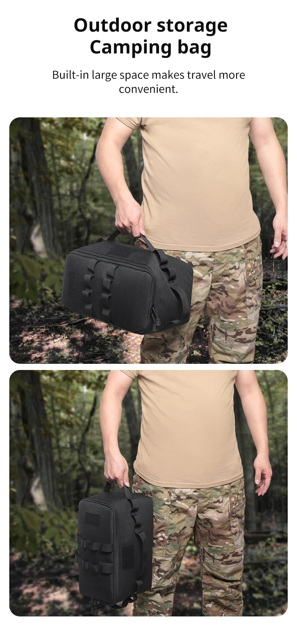 PACOONE Outdoor Camping Gas Tank Storage Bag Large Capacity Ground Nail Tool Bag Gas Canister Picnic Cookware Utensils Kit Bag