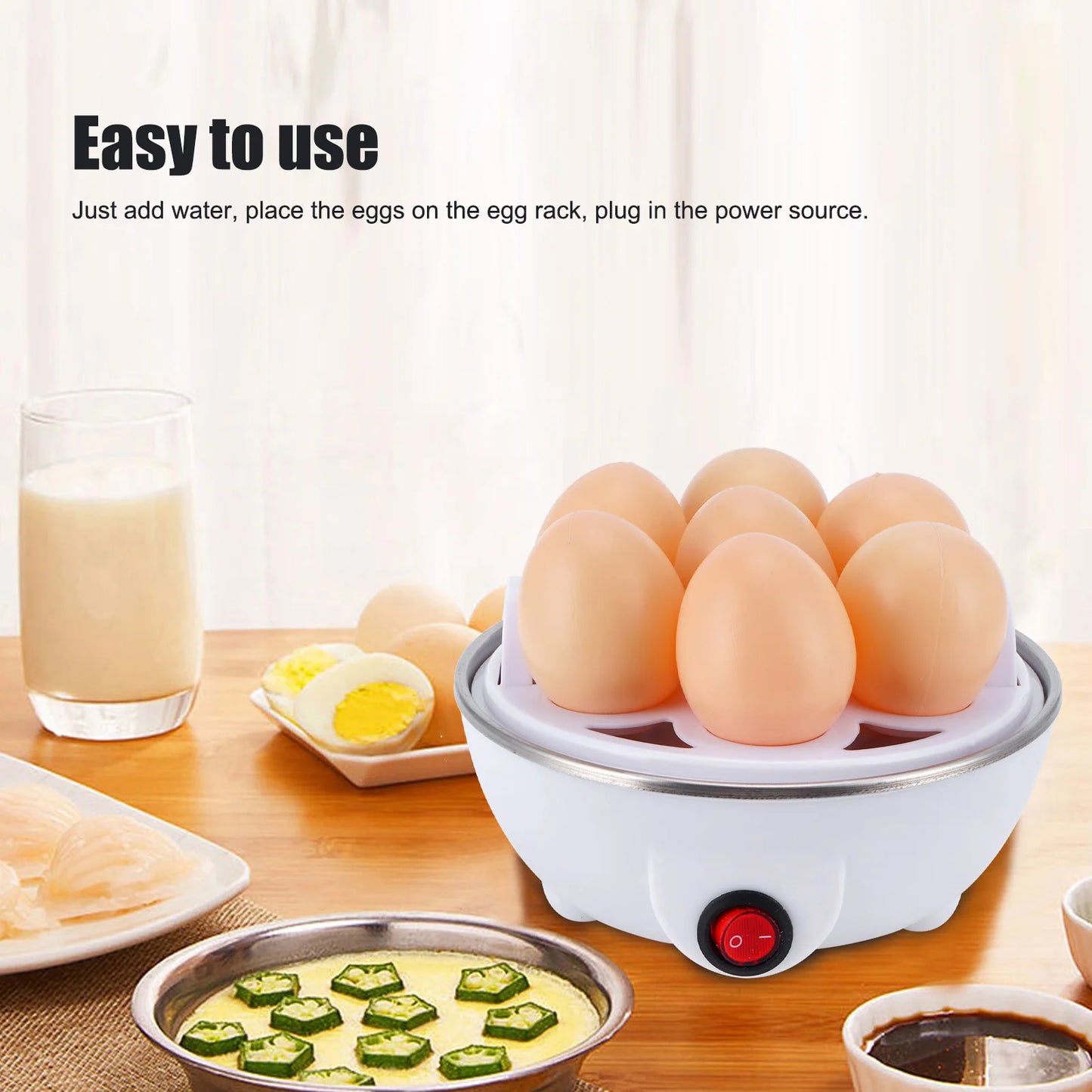 Electric Egg Cooker Single Egg Boiler Kitchen Steamed Rapid Breakfast .10-220V