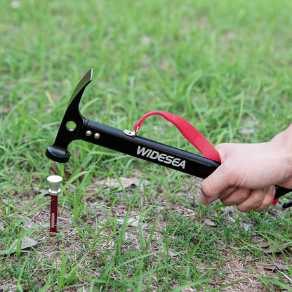 Widesea Camping Hammer Multitool Aluminium Outdoor Tent Nail Puller Stainless Steel Hiking Backpacking Supplies Portable Cone