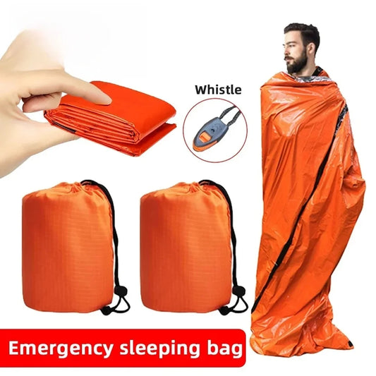 Portable Waterproof Emergency Survival Sleeping Bag Outdoor Camping Gear Thermal Sack First Aid Rescue Mylar Insulate Blanket Po