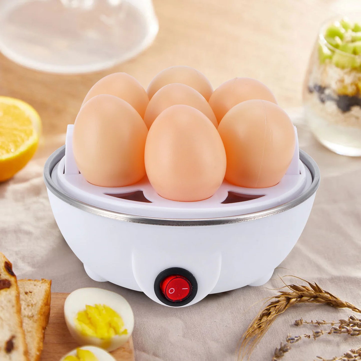 Electric Egg Cooker Single Egg Boiler Kitchen Steamed Rapid Breakfast .10-220V