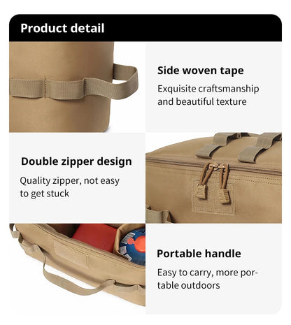 PACOONE Outdoor Camping Gas Tank Storage Bag Large Capacity Ground Nail Tool Bag Gas Canister Picnic Cookware Utensils Kit Bag
